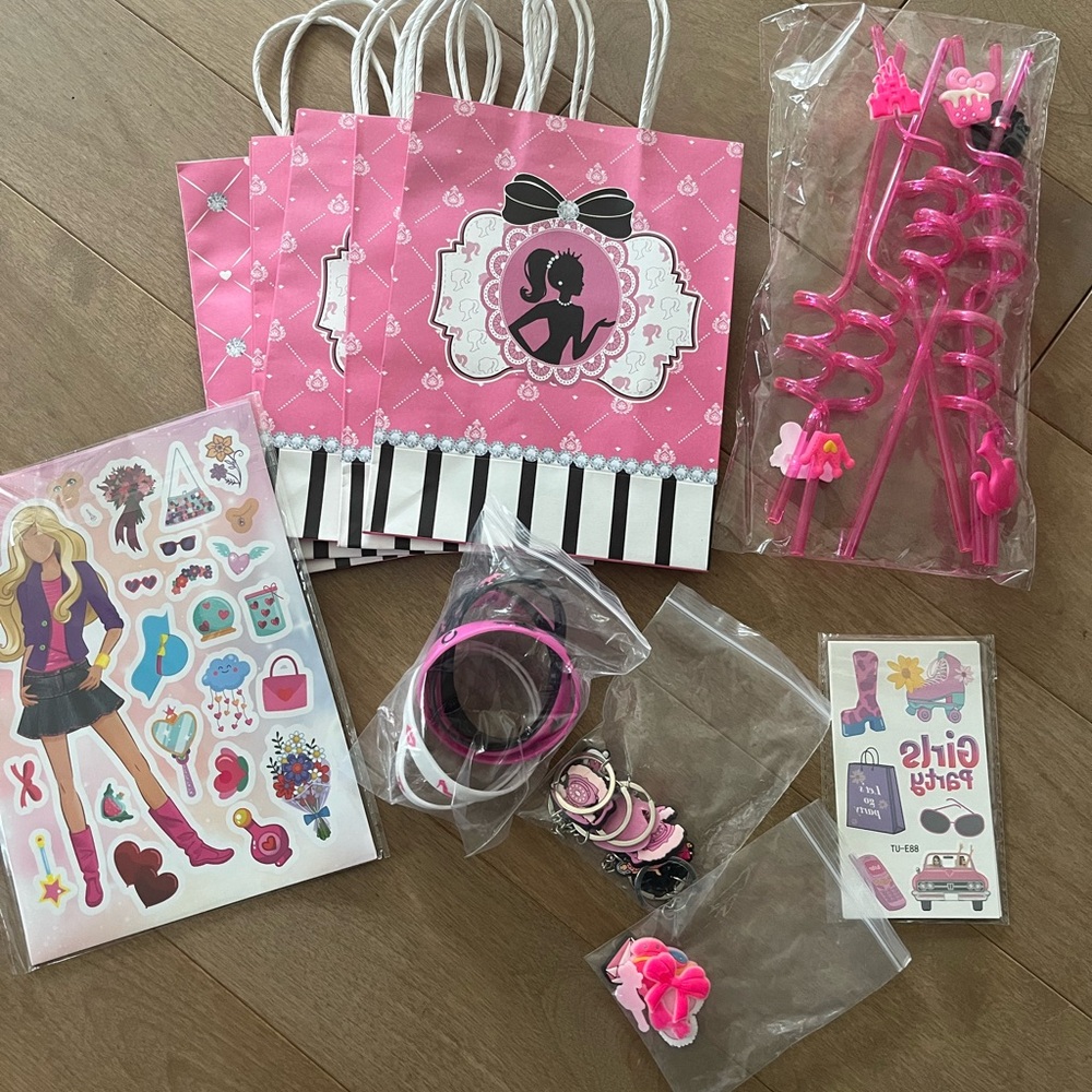 Barbie birthday gifts for friends (6) + cloth 5’x7’ for decor